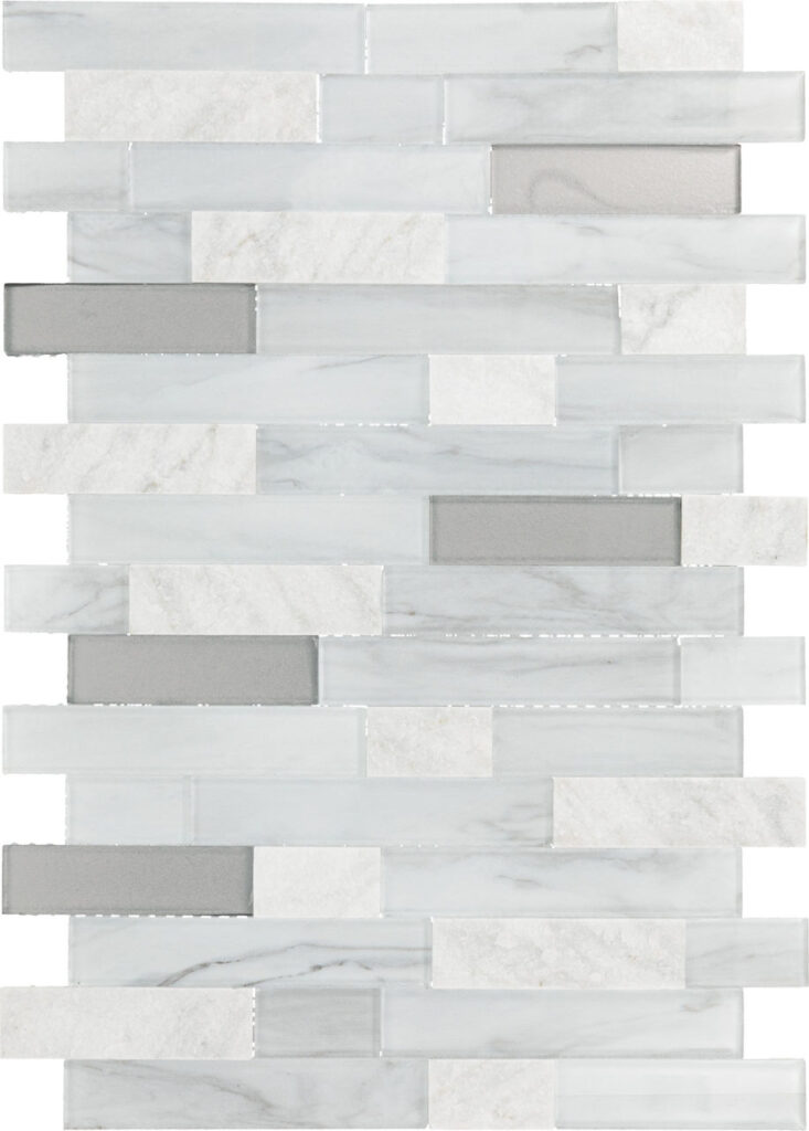 Perift Mosaix White Carrara & Glass Random Linear