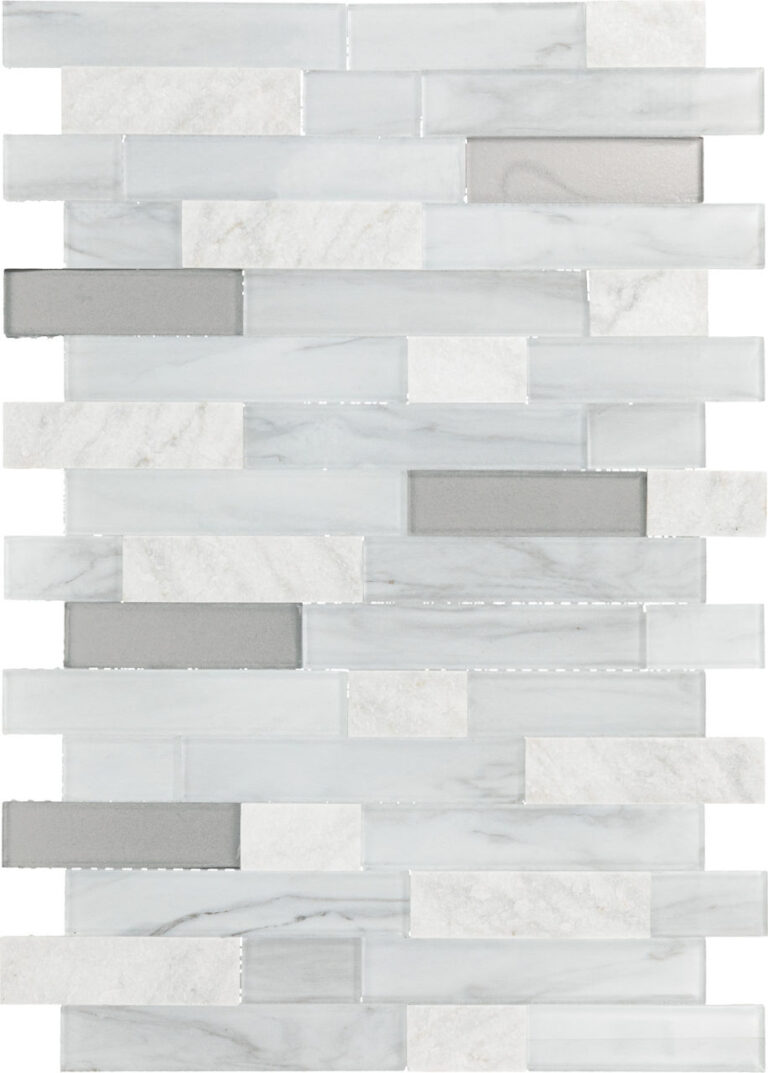 Perift Mosaix White Carrara & Glass Random Linear