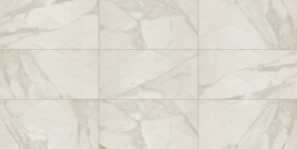 Perpetuo 12 x 24 Geometric Satin Brilliant White