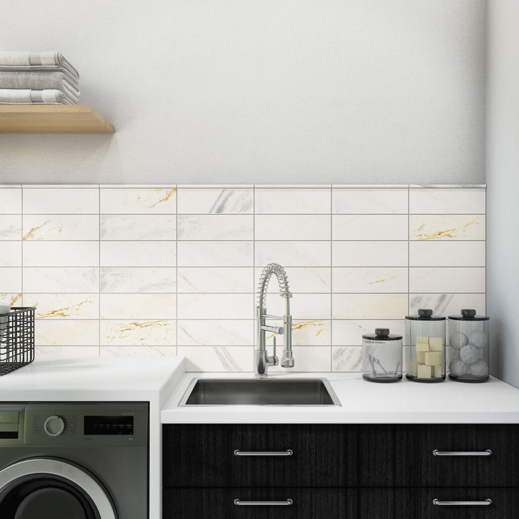 Pietra Divina 4 x 12 Honed Namaste wall sample kitchen