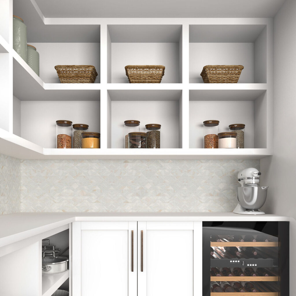 Pietra Divina Framework Mosaic calacatta dolomiti kitchen backsplash sample
