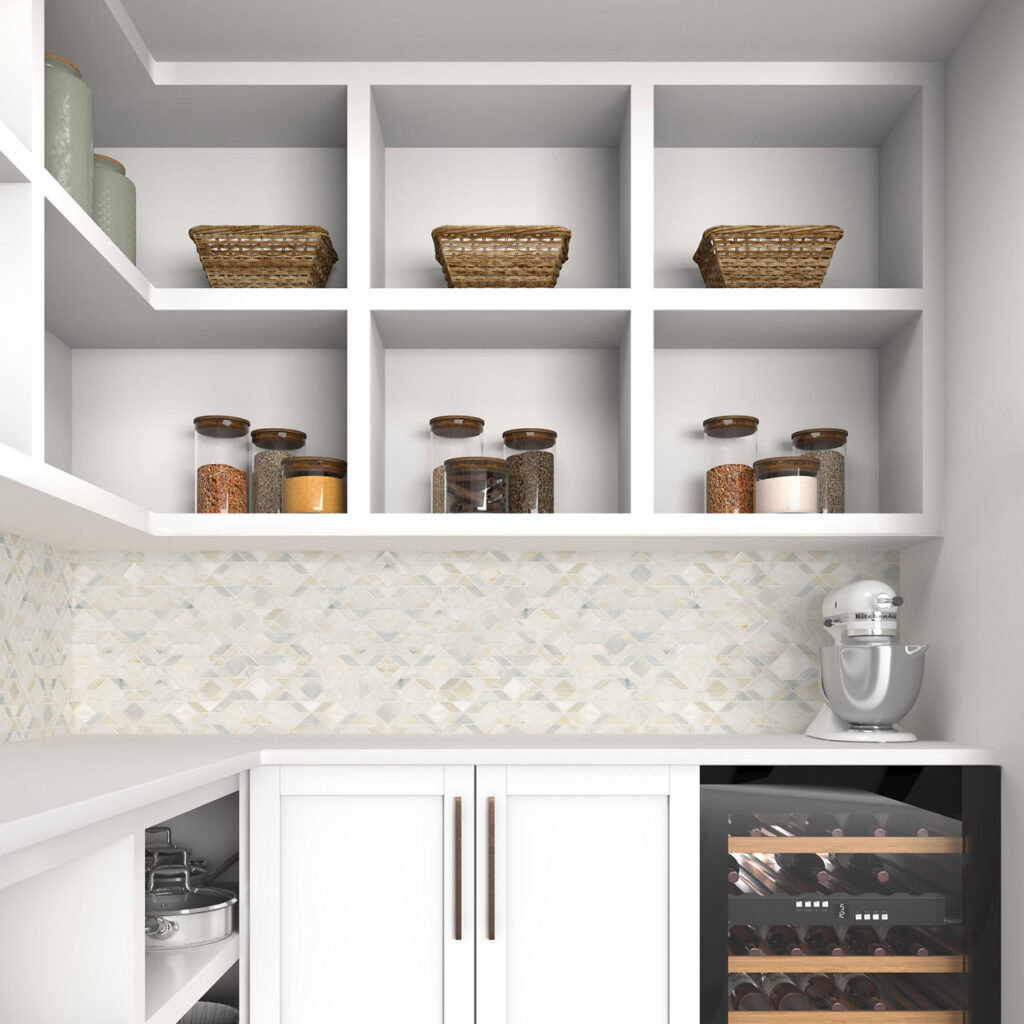 Pietra Divina Framework Mosaic namaste kitchen backsplash sample