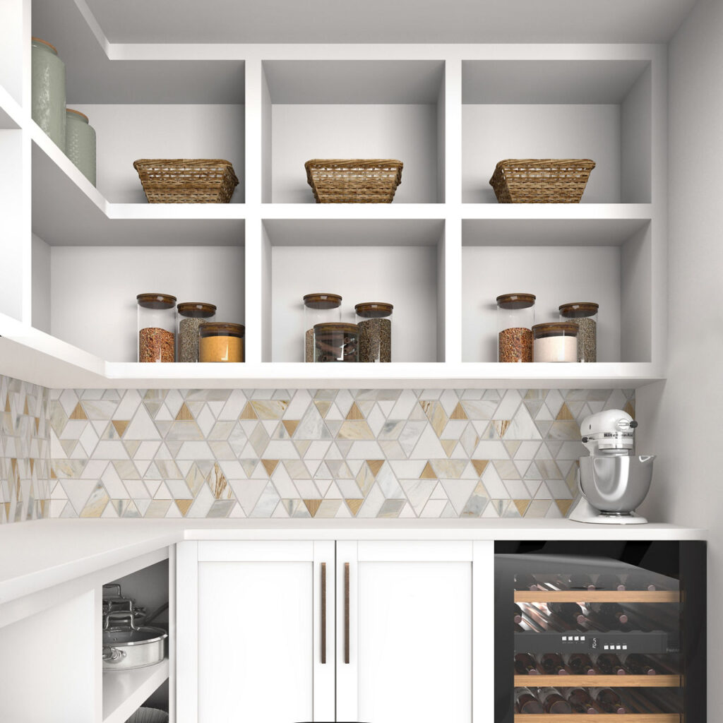 Pietra Divina Spectrum Mosaic wall sample namaste gold blend