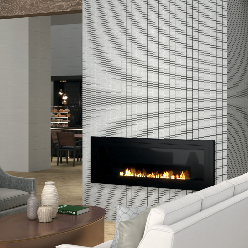 Rigid Clay 12 x 24 Layer fireplace surround mosaic sample