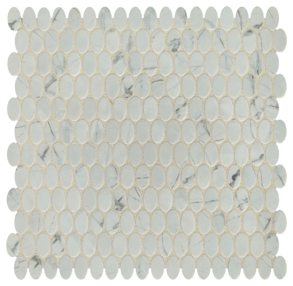 Statuette Oval Mosaic Silver Satin Matte