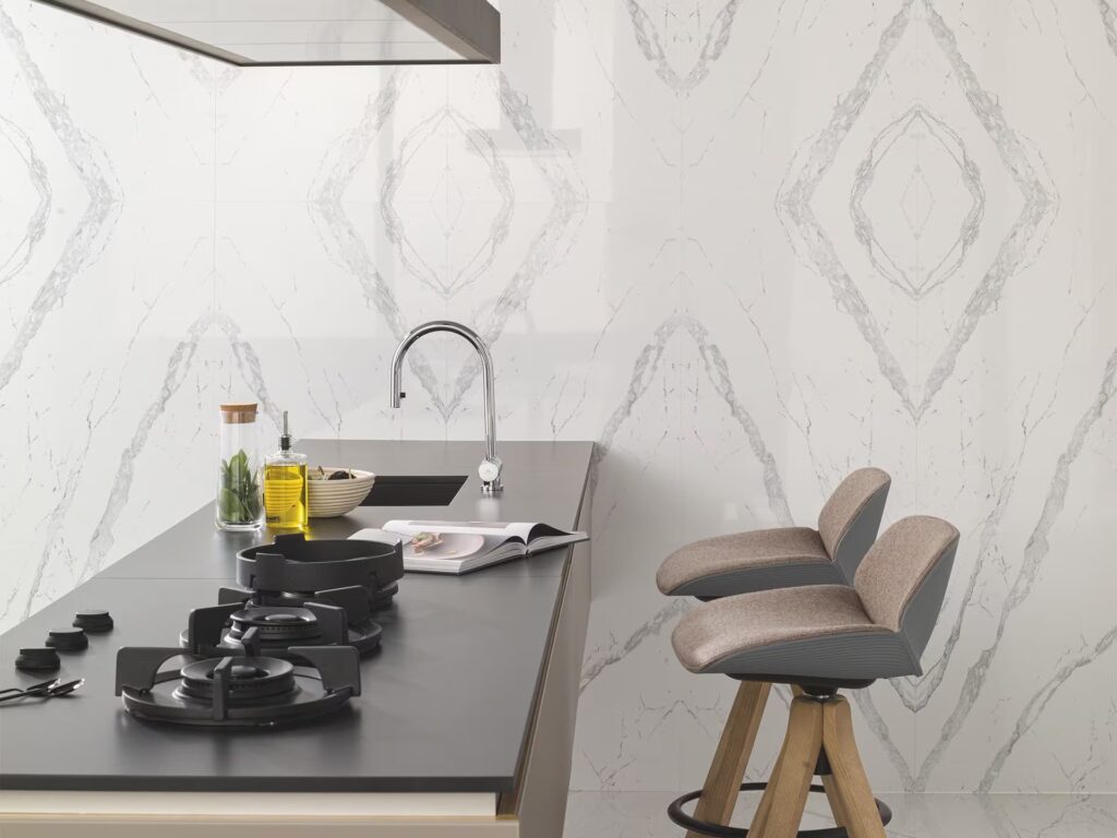 Baltic bookmatch wall sample kitchen