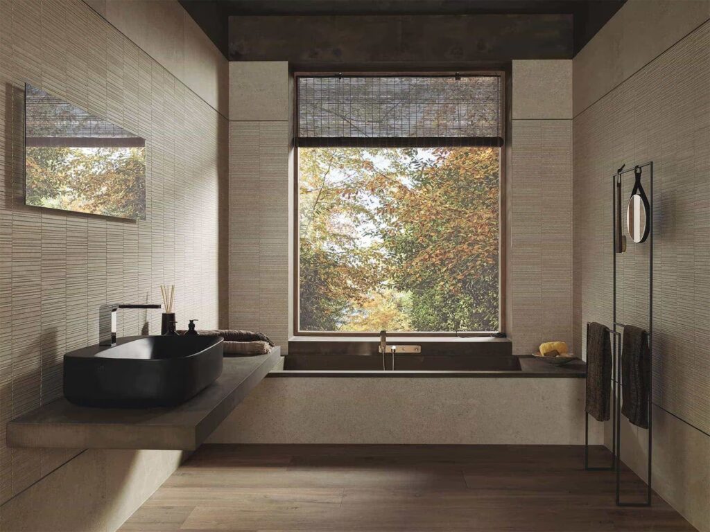 Berna 18 X 47 Caliza wall sample bathroom