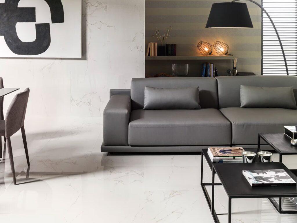 Carrara Blanco Pulido 23X47 wall and floor sample living room