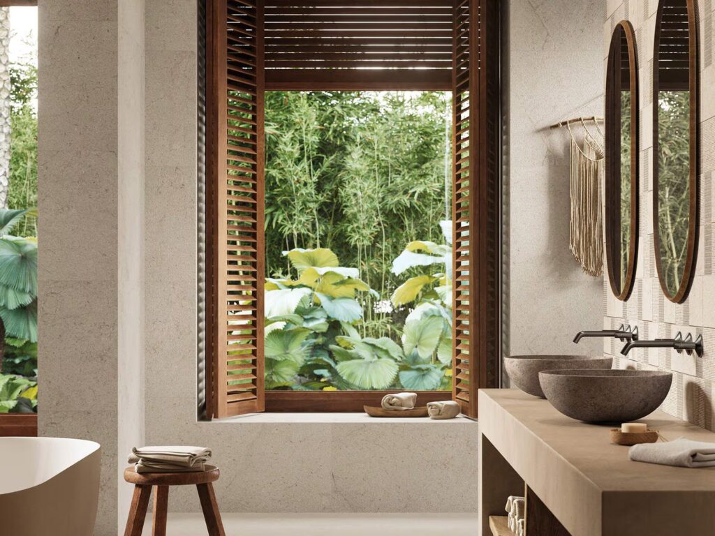 Dorcia 23 X 59 bone wall sample bathroom setting