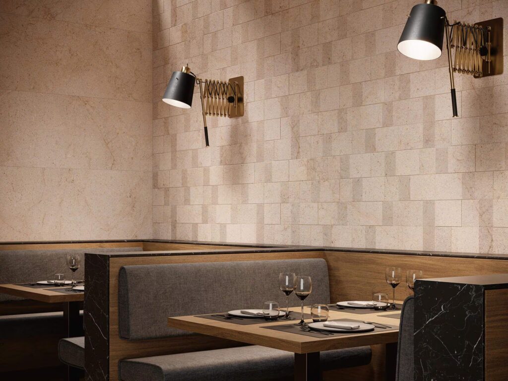 Dorcia 23 X 59 marfil wall sample commercial setting resturant