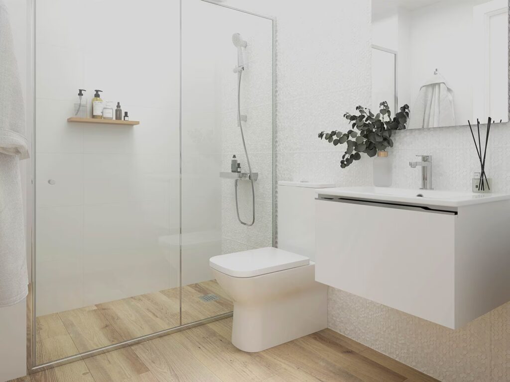 Dubai White 13 X 39 bathroom wall sample