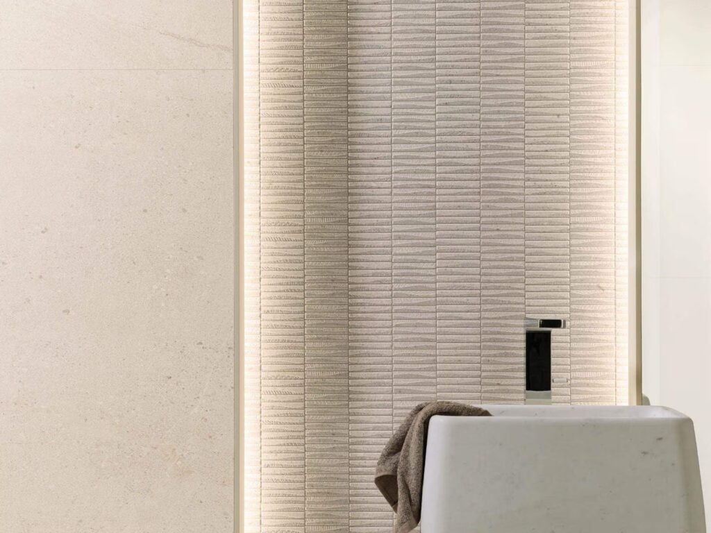 Durango 23 x 59 bone wall sample bathroom