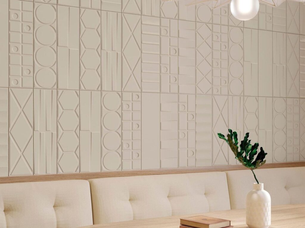 Geo 5 x 17 Beige wall sample in deco
