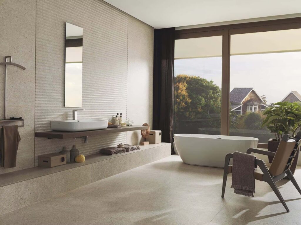 Mombasa Prada Caliza 18X47 bathroom wall sample