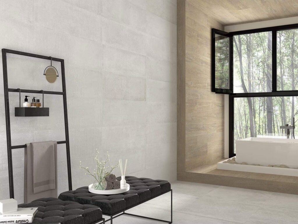 Newport White 13X39 bathroom wall sample