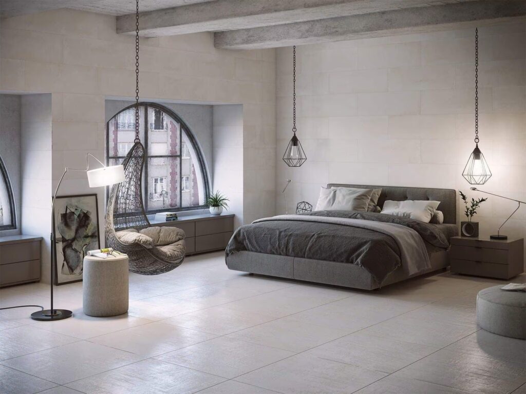Newport White 13X39 bedroom wall sample