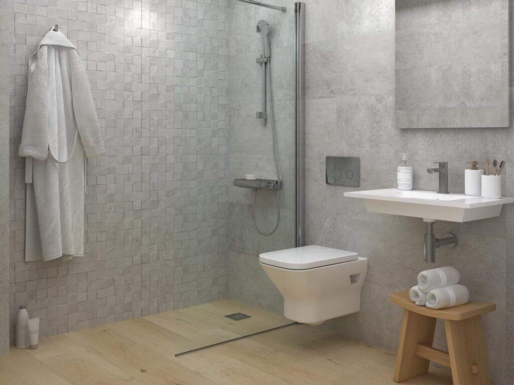 Rodano Acero 13X39 bathroom wall sample
