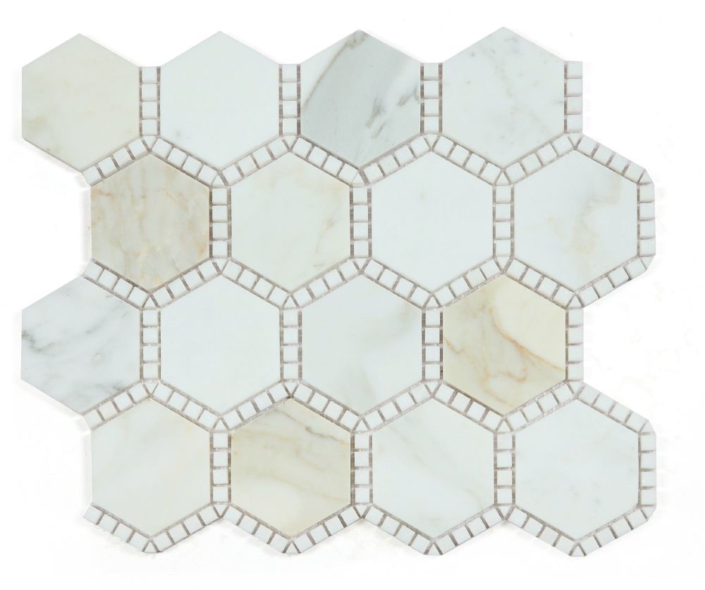 Hexagon Deco Calacatta Gold Honed 10.75″ x 12.5″