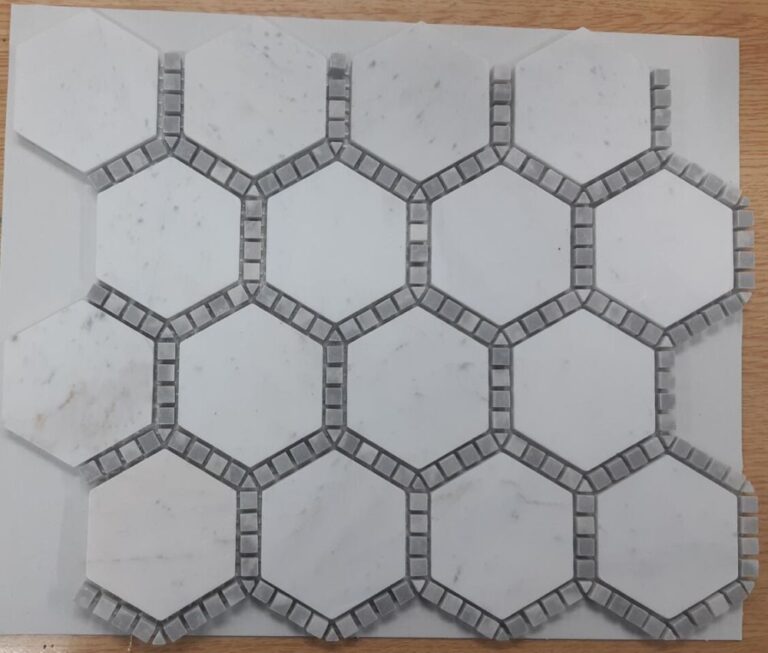 Hexagon Deco Milky White Honed 10.75 x 12.5