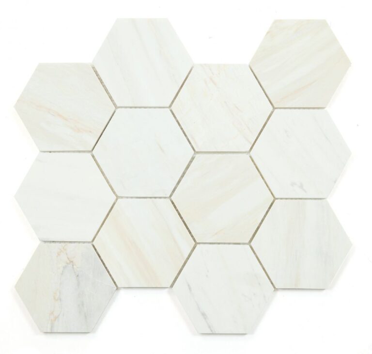 Hexagon Wooden White Honed 4 x 4 12 x 13.75