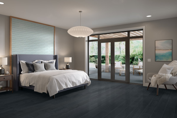 BB Yakedo™ 8 x 47 Navy floor sample bedroom scene