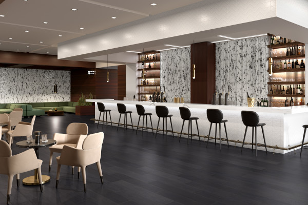 BB Yakedo™ 8 x 47 black room scene floor sample