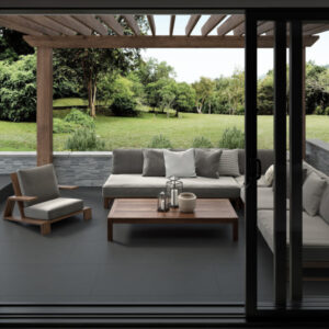 BUILDING BLOCKS™ CONCRETE 24 x 47 black room scene outdoors