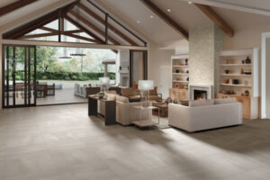 PORTO II™ 32 x 32 matte fawn living room and outdoor room scene