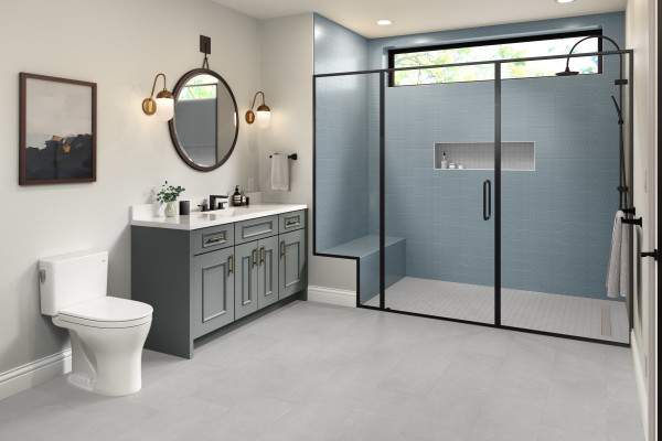 STERLINA II GRAY MATTE MOSAIC 2X2:12X12-POR bathroom scene
