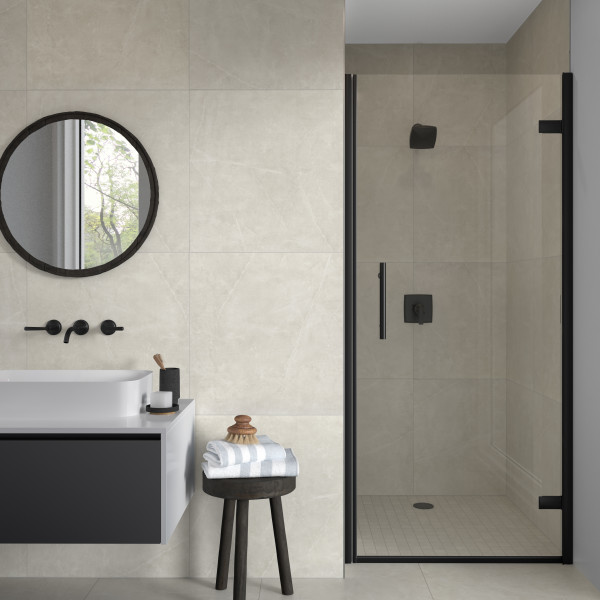 STERLINA II SILVER MATTE 24X24 bathroom scene