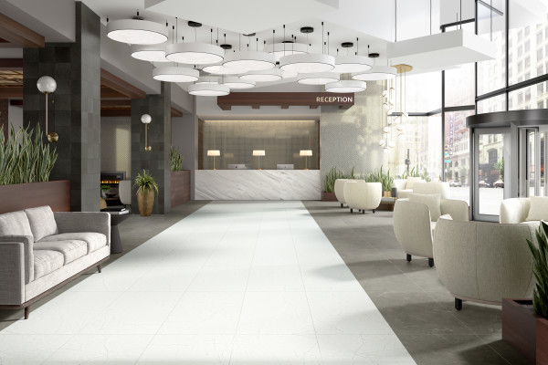 STERLINA II WHITE MATTE 24X47 commercial scene floor sample