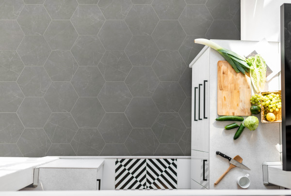 STERLINA II™ 8 x 10 Hexagon dove wall sample