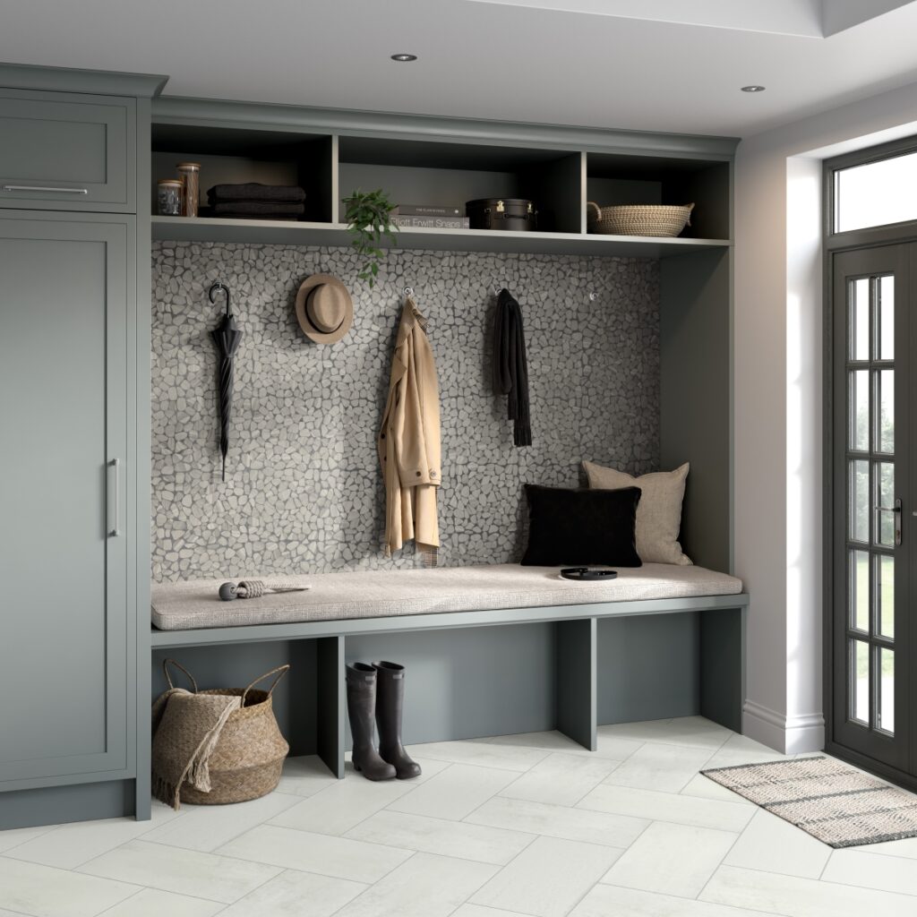 CULTURA - 12X12, GRAY, HONED mudroom scene