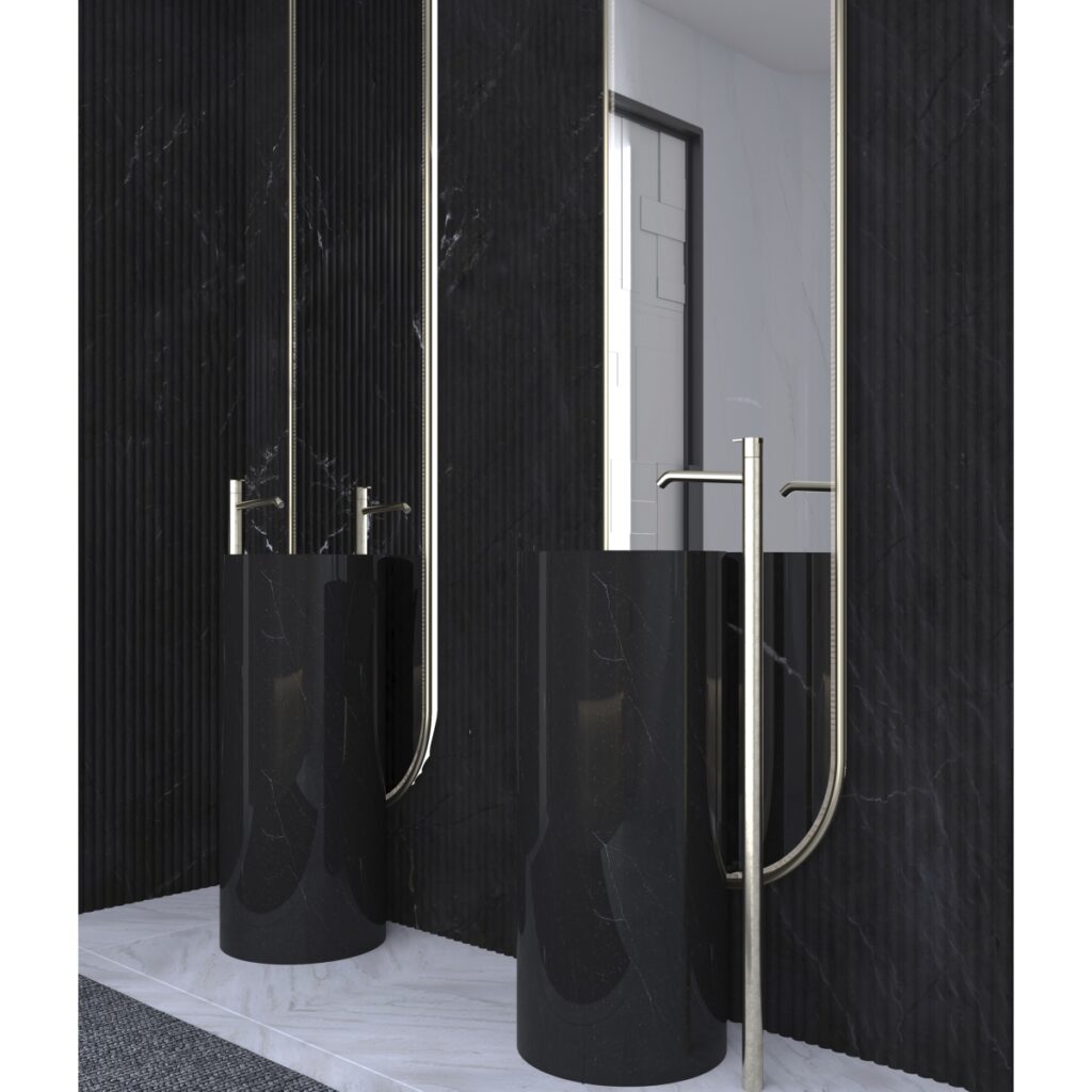 FLUTIQUE - 12X24, NERO, HONED wall sample