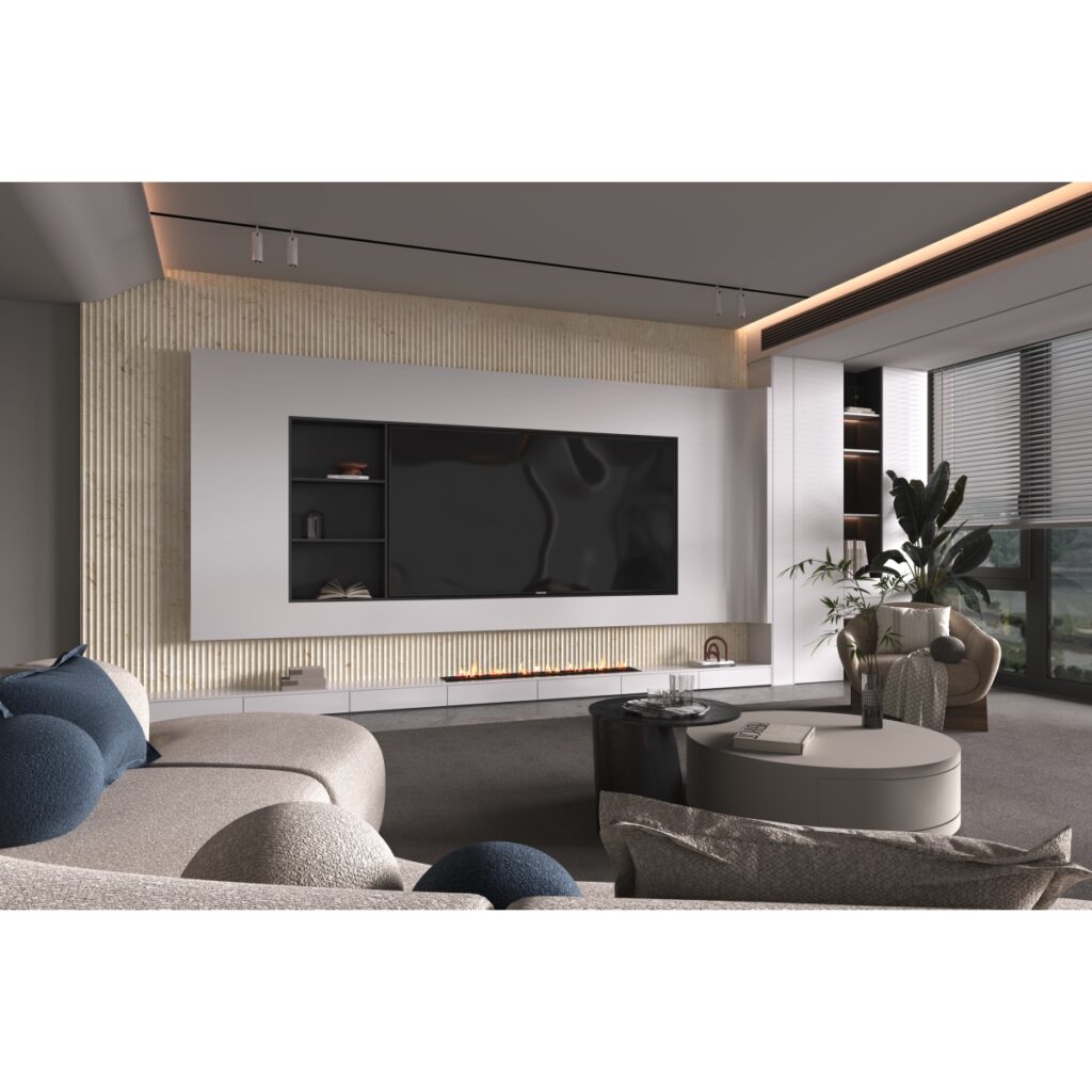 FLUTIQUE - 12X36 NAVE, VENTO, HONED fireplace wall living rooms scene