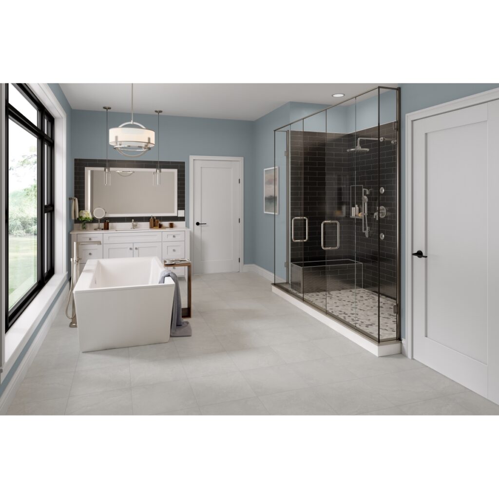 VENETIAN PEBBLES - 2X2:12X12 FLAT, GELATO, SATIN bathroom scene