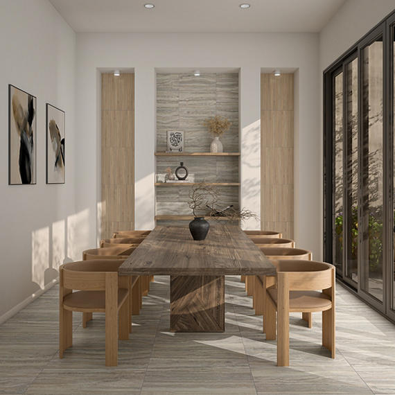 Calligo Rectangle Fluted 12 X 24 Nimbus Roomscene01