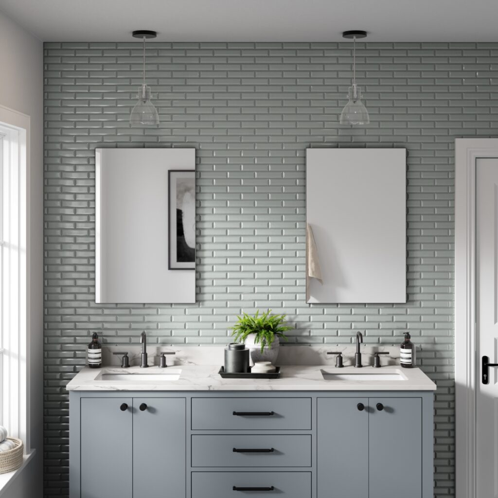 KINETIC 11 X 12 Mosaic gray bathroom wall sample 2