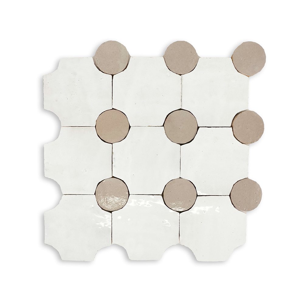 Zellige Classique Mosaic Atlas White Sahara Rose Tapis