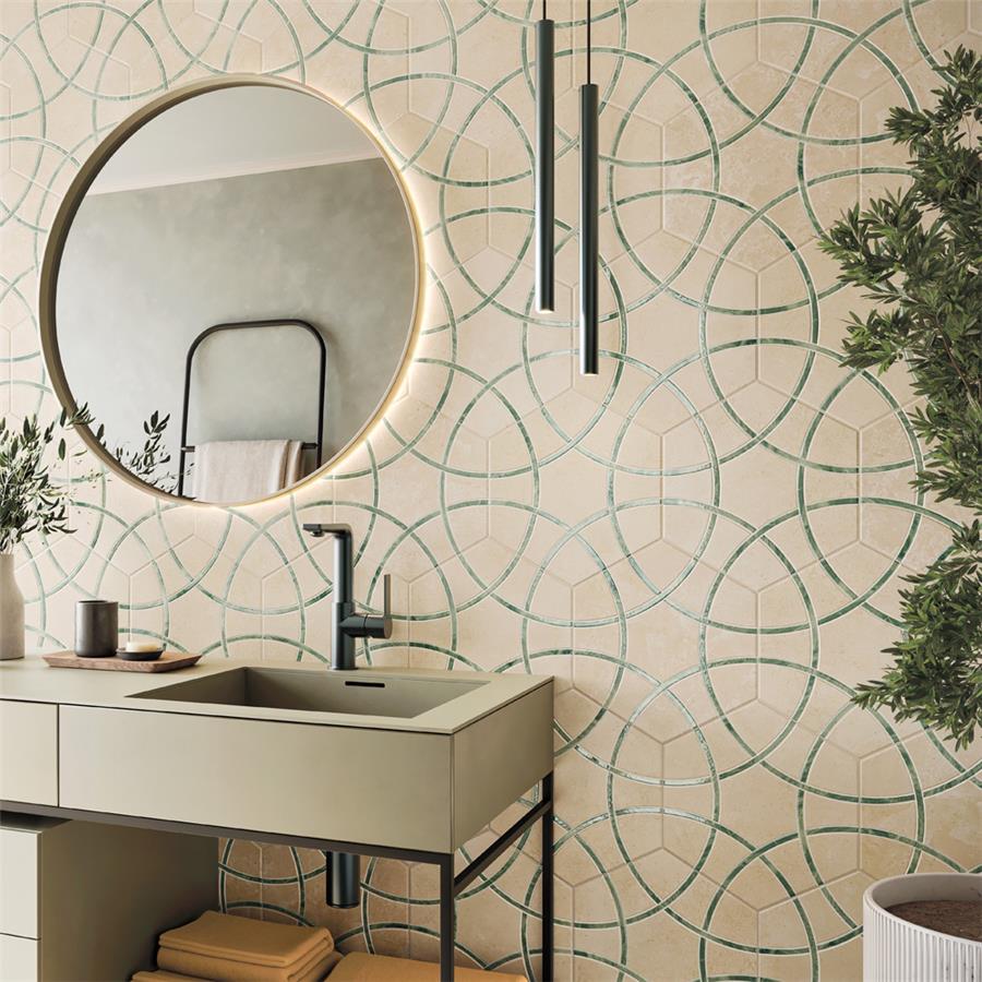 Bari Hex Travertino Jungle 11-1:4x13 Roomscene01