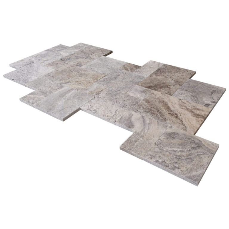Silver Paver French Pattern Tumbled 3 cm