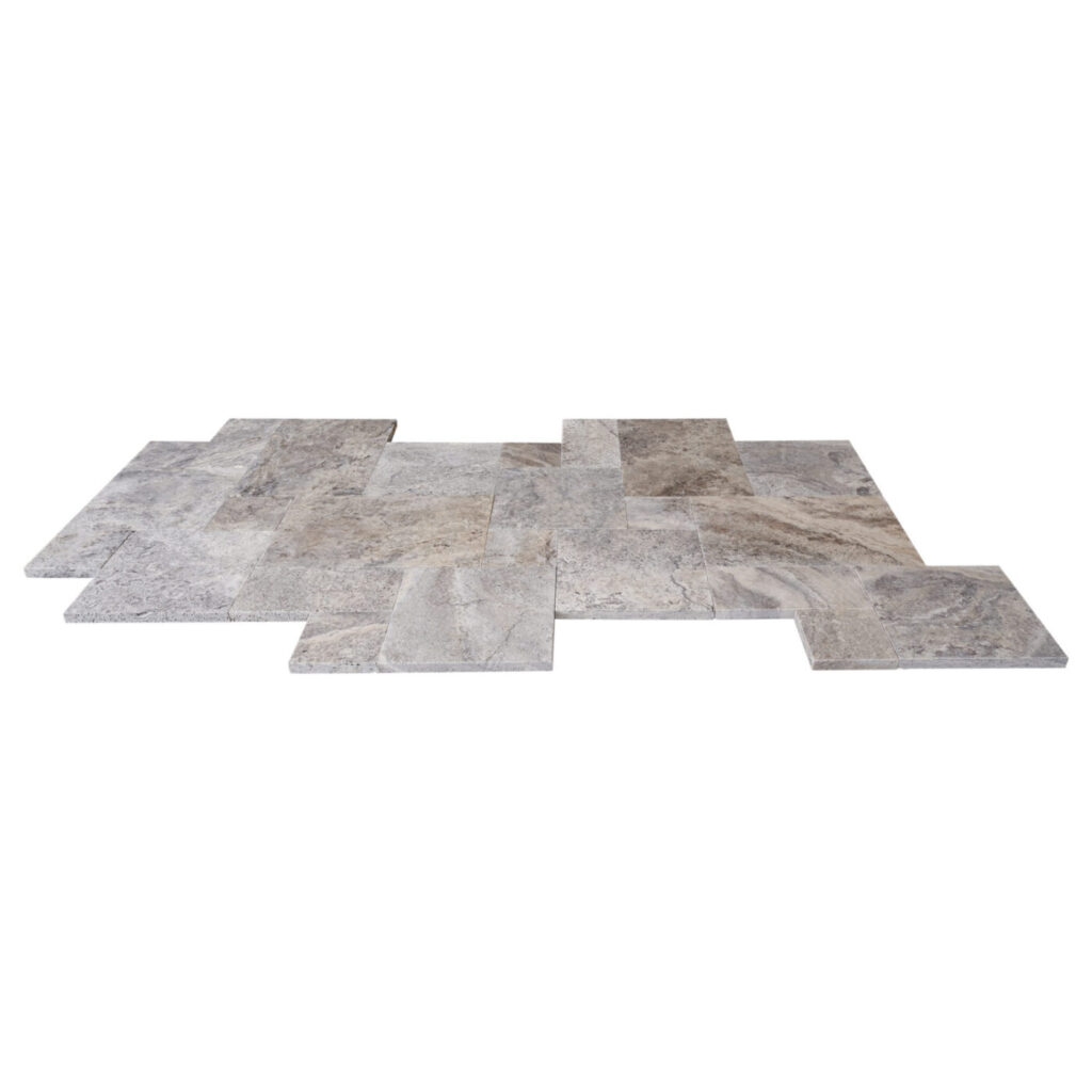 Silver Paver French Pattern Tumbled 3 cm angle