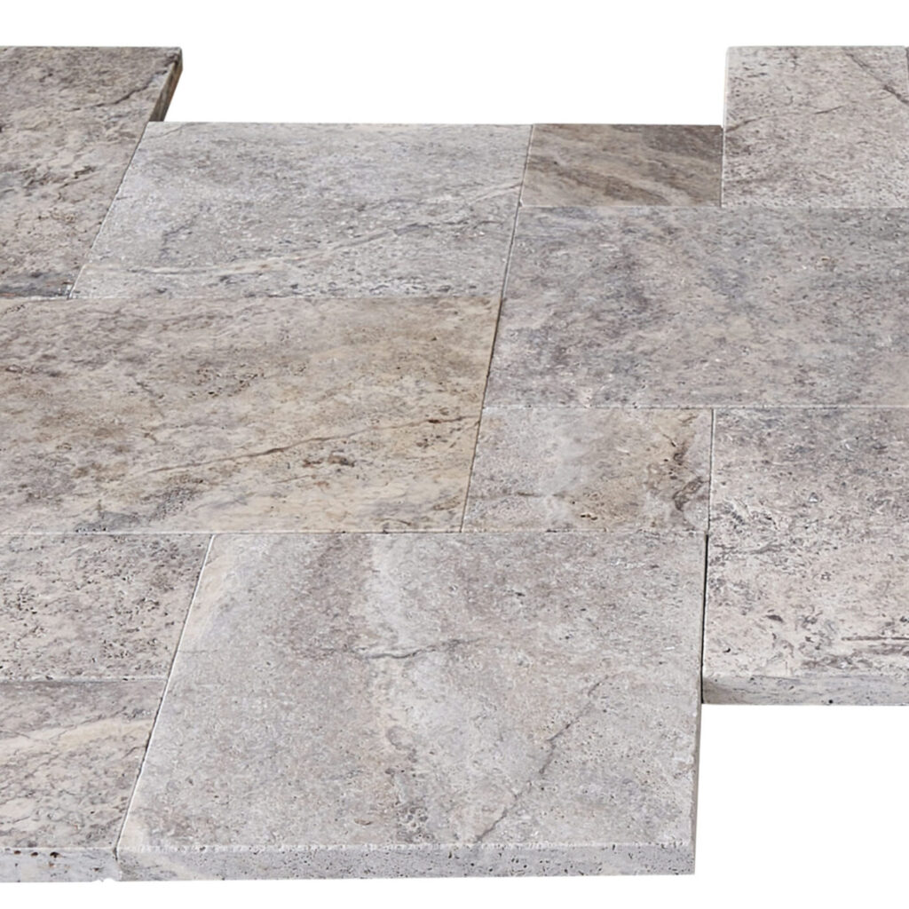 Silver Paver French Pattern Tumbled 3 cm angle 2