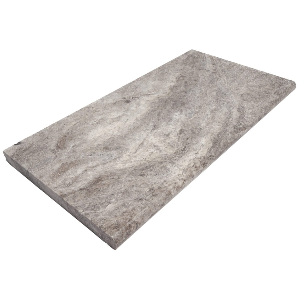 Silver Pool Coping Tumbled 12x24x3 cm angle
