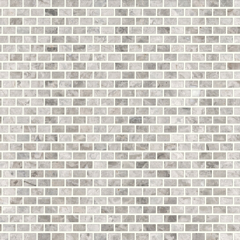 MARBLE 1X2:12X12 SILVER MOSAIC