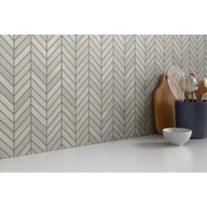 METRO 1X4:12X12 CREAM HN CHEVRON MOSAIC Roomscene01