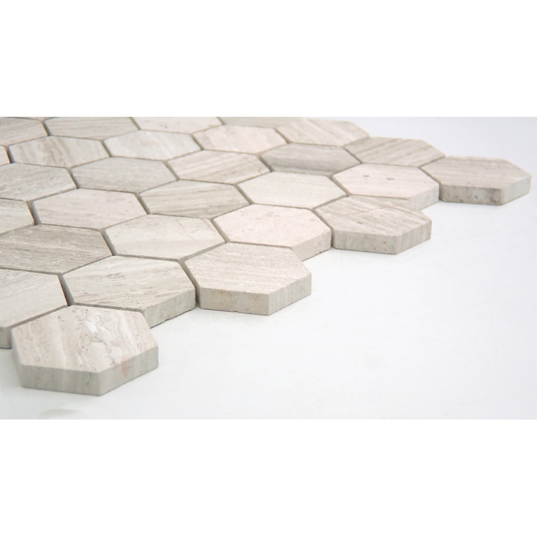 METRO 2X2:12X12 CREAM HEX MIX MOSAIC Angle01