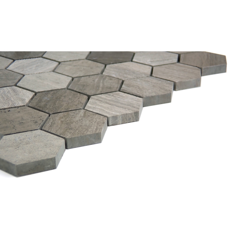METRO 2X2:12X12 GRAY HEX MIX MOSAIC Angle01