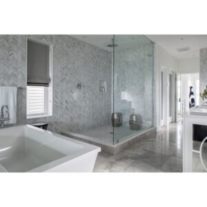 WINTER FROST 0.98X4.09:12X12 PL CHEVRON MOSAIC Roomscene07