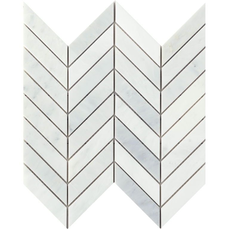 MARBLE 0.98″ X 4.09″ /12″ X 12″ Winter Frost Chevron Mosaic